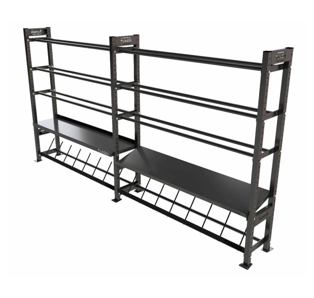 Стеллаж модульный для хранения  гантелей,  мячей, дисков и гирь 3800×480×1960 мм ЗС-236