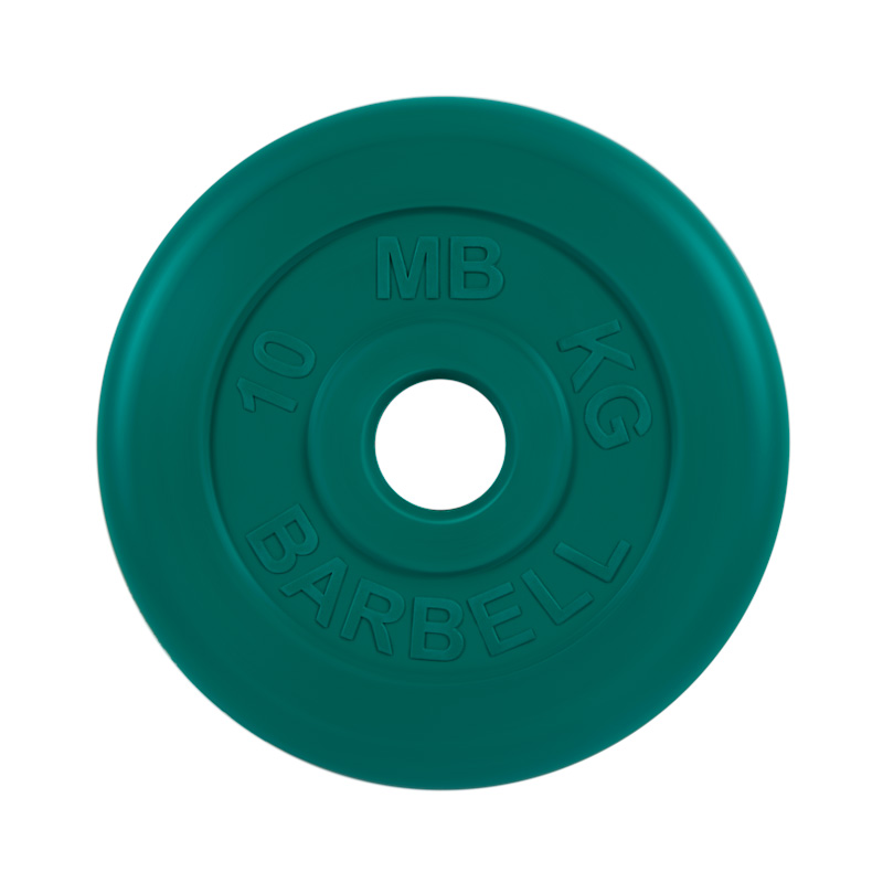 Диск обрезиненный "Стандарт" 10 кг 51 мм зеленый МВ Barbell MB-PltC51-10