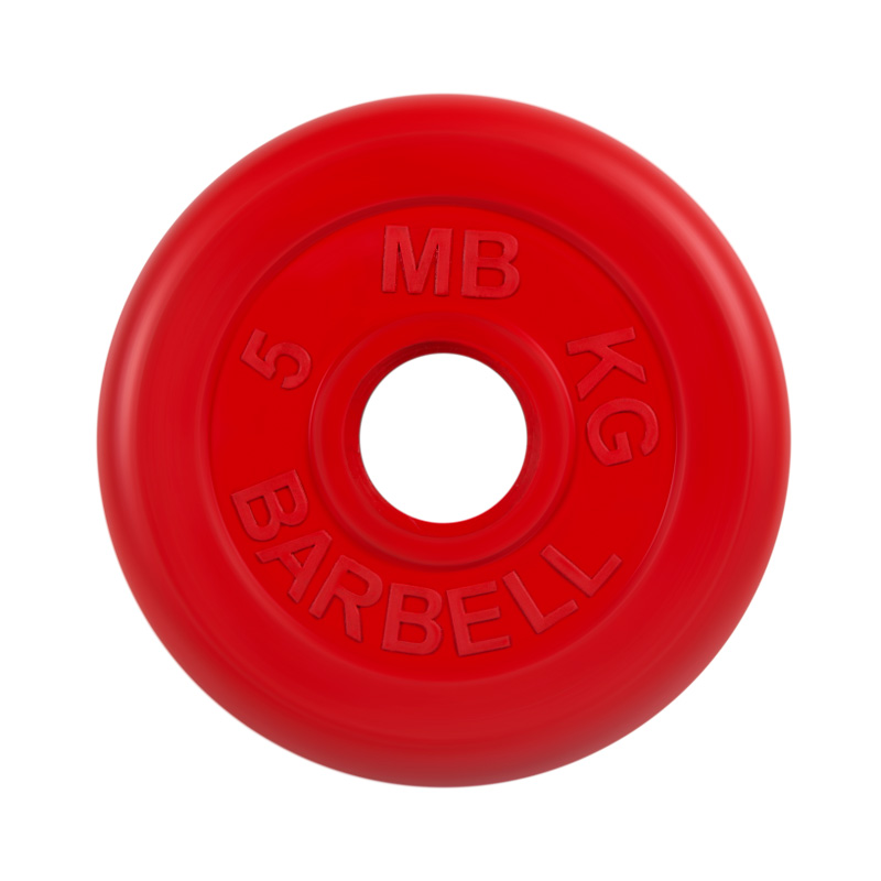 Диск обрезиненный "Стандарт" 5 кг 51 мм красный MB Barbell MB-PltC51-5