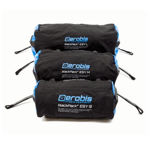 Мешок-отягощение для воды AEROBIS blackPack ESY размер S, емкость 10 литров и 1 мешок для песка, черный/синий