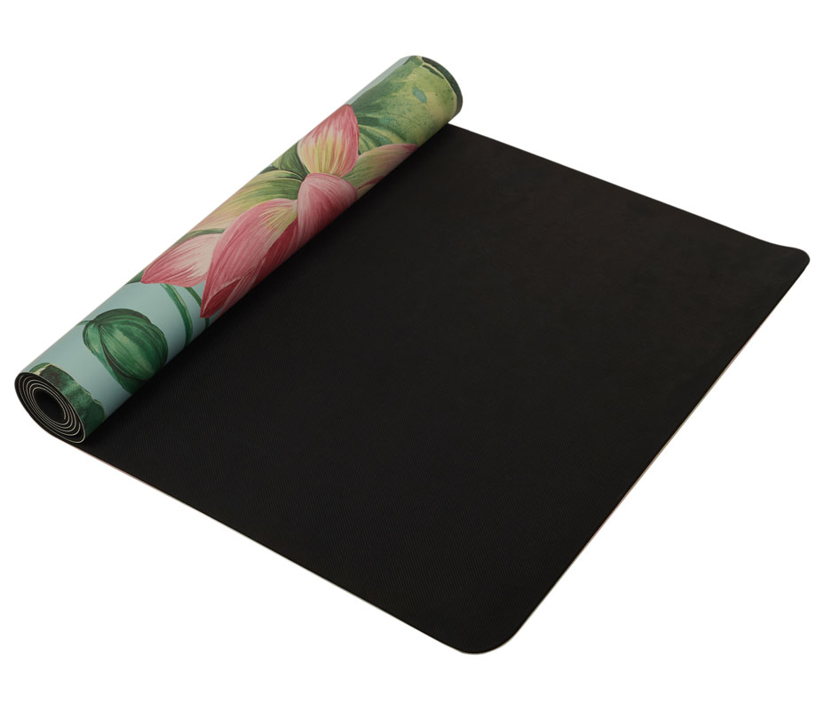 Коврик для йоги INEX Yoga PU Mat полиуретан с принтом 185 x 68 x 0,4 см, цветущее озеро
