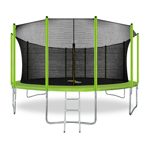 Батут 488 см (16 ft) с внутренней страховочной сеткой и лестницей ARLAND, цвет светло-зеленый