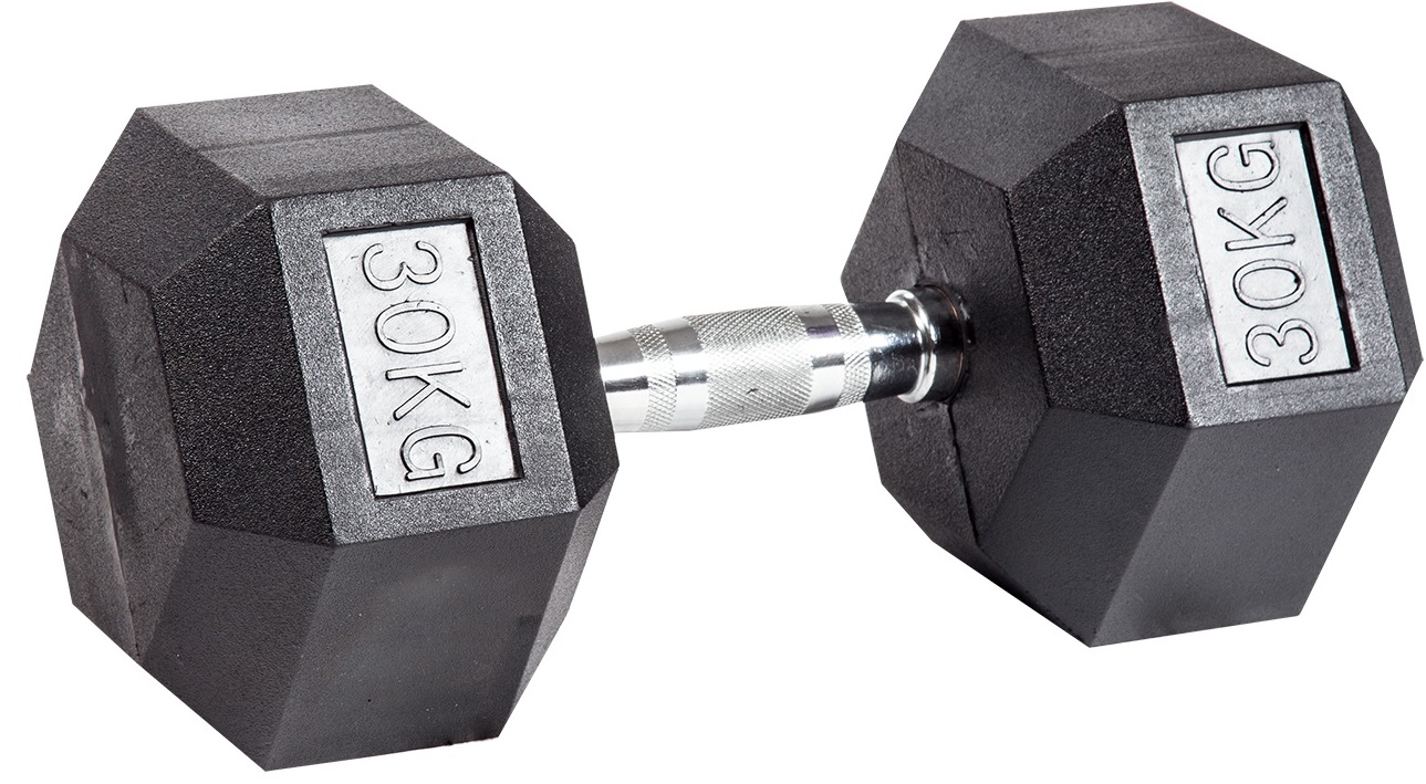 Гантель гексагональная обрезиненная 30 кг ЗС-209