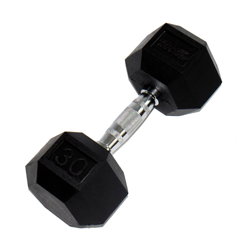 Гантель PERFORM BETTER Rubber Encased Hex Dumbbells 30 кг, 1 штука, черный