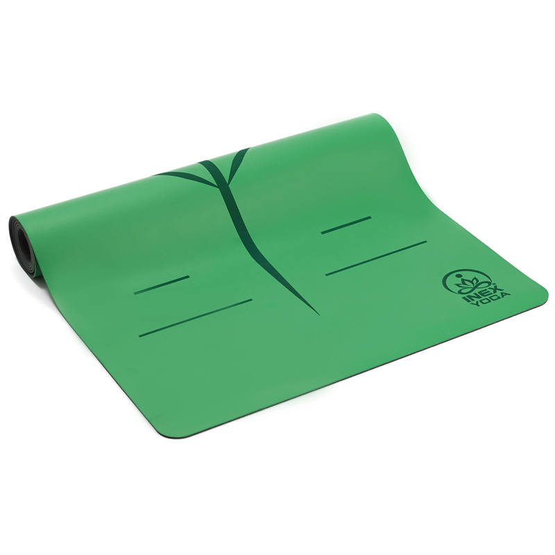 Коврик для йоги INEX Yoga PU Mat полиуретан c гравировкой 185 x 68 x 0,4 см, зеленый, NEW