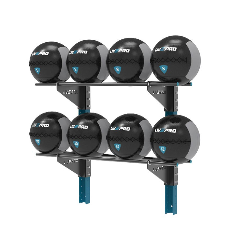 Стеллаж для медицинских мячей LIVEPRO Brackets-Medball Storage на 8 мячей, черный/синий