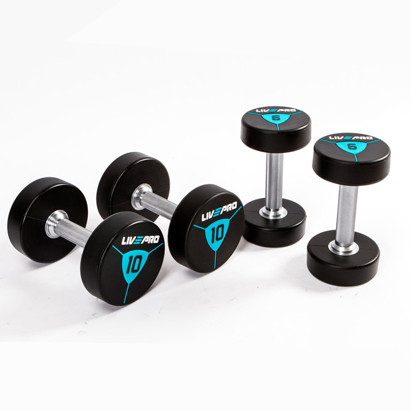 Гантели в уретане LIVEPRO Premium Urethane Dumbbells 14 кг, черный/синий