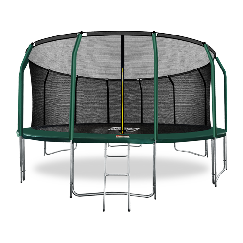 Батут премиум 488 см (16 ft) с внутренней страховочной сеткой и лестницей ARLAND, цвет темно-зеленый