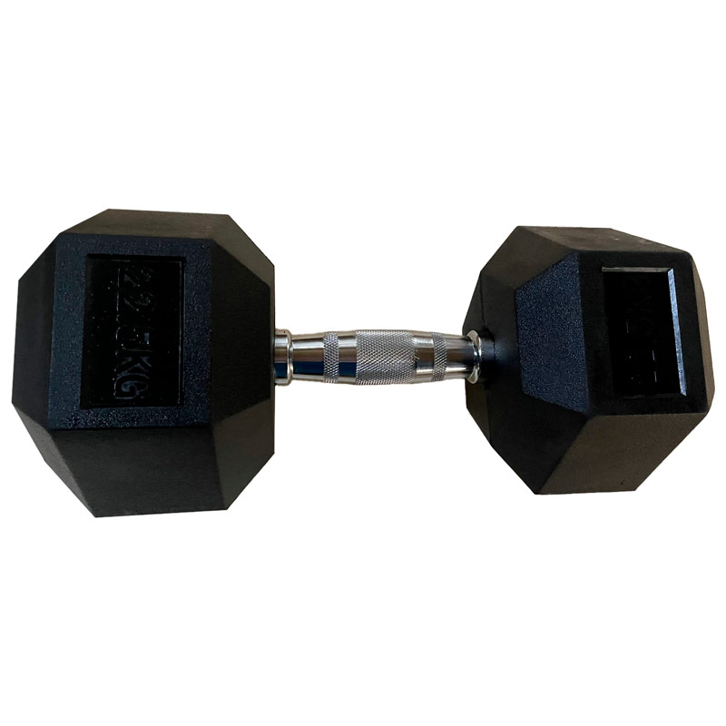 Обрезиненная гексагональная гантель INEX Hex Dumbbell 22,5 кг, черный, 1 шт