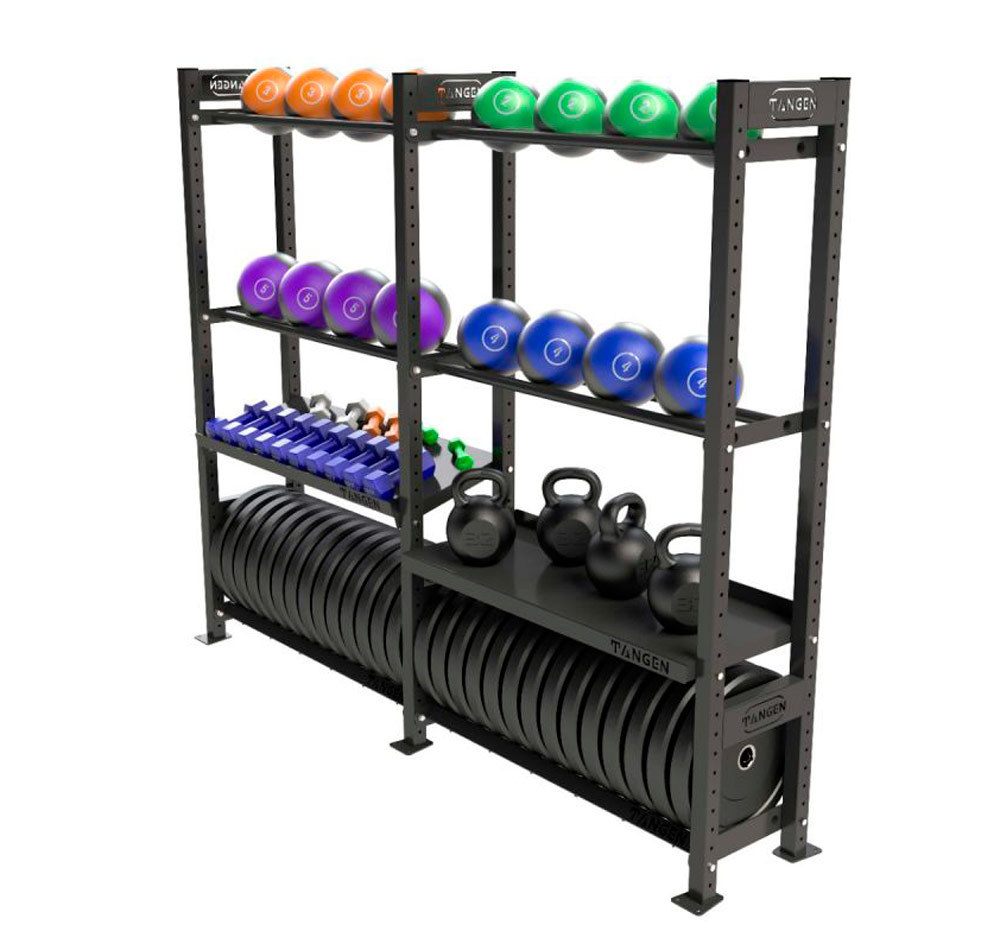 Стеллаж модульный для хранения  гантелей,  мячей, дисков и гирь 2400×480×1960 мм ЗС-233