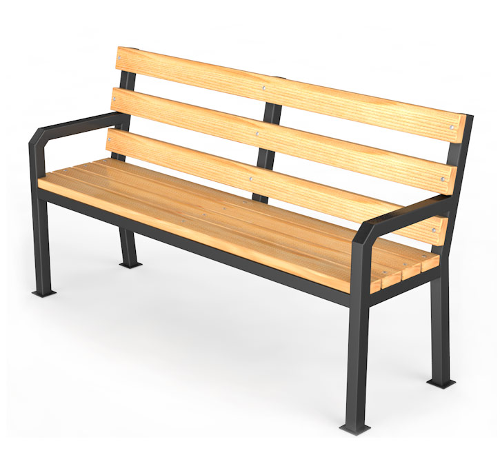 Уличная скамейка со спинкой Дача, длина 3000 мм ГТ-520