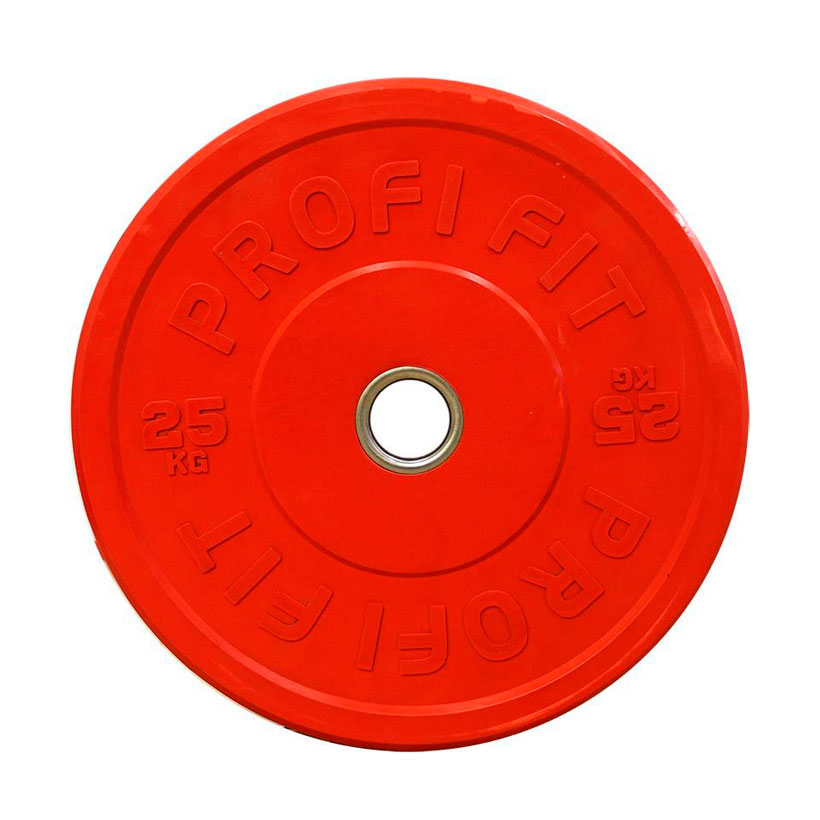 Диск для штанги 25 кг 51 мм каучуковый красный PROFI-FIT