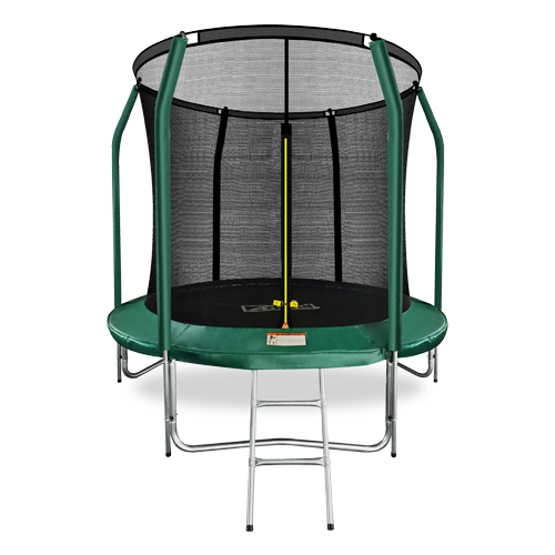 Батут премиум 244 см (8 ft) с внутренней страховочной сеткой и лестницей ARLAND, цвет темно-зеленый