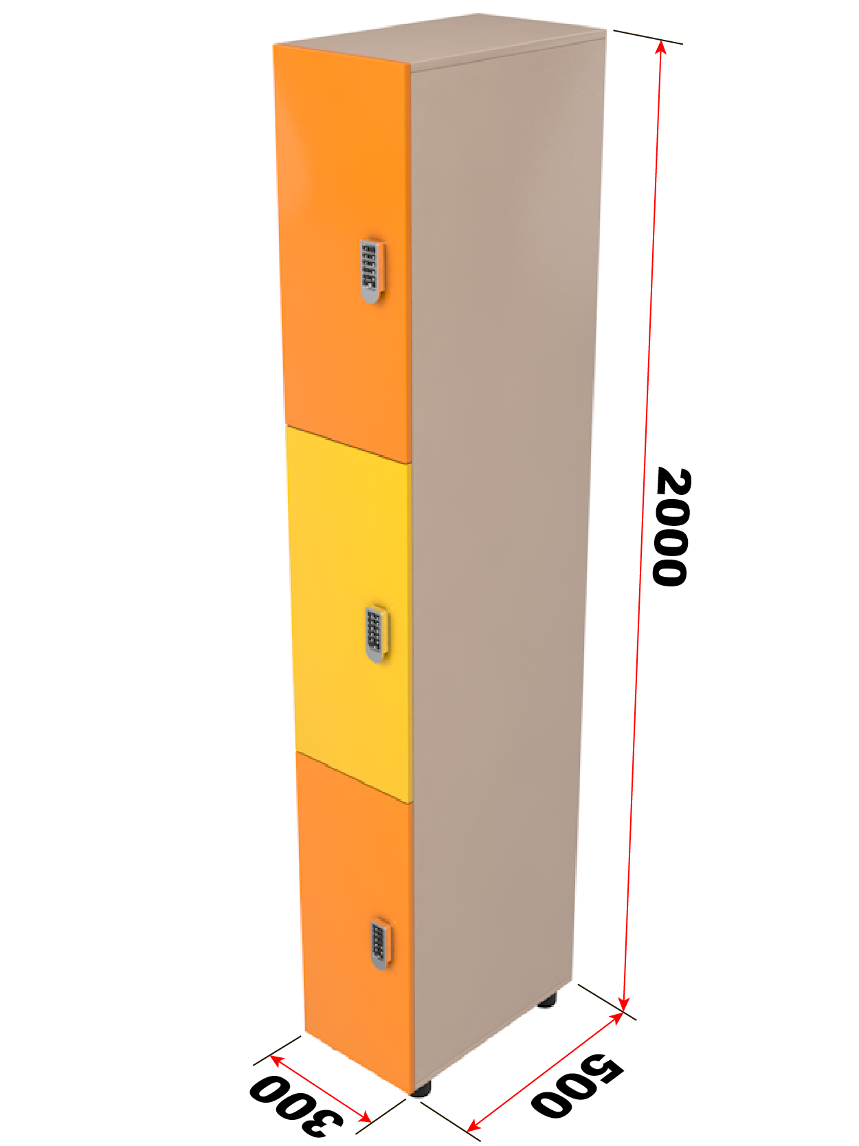 Шкаф для раздевалки трехдверный ЛДСП 200х50х30 см ГТ-702