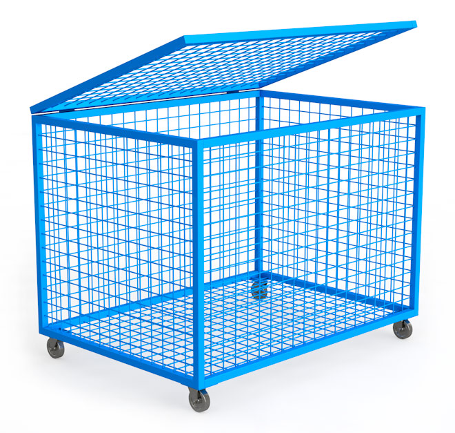 Тележка для хранения и перевозки мячей, металлическая сетка ГТ-605