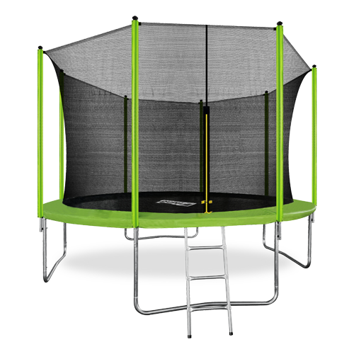 Батут 366 см (12 ft) с внутренней страховочной сеткой и лестницей ARLAND, цвет светло-зеленый