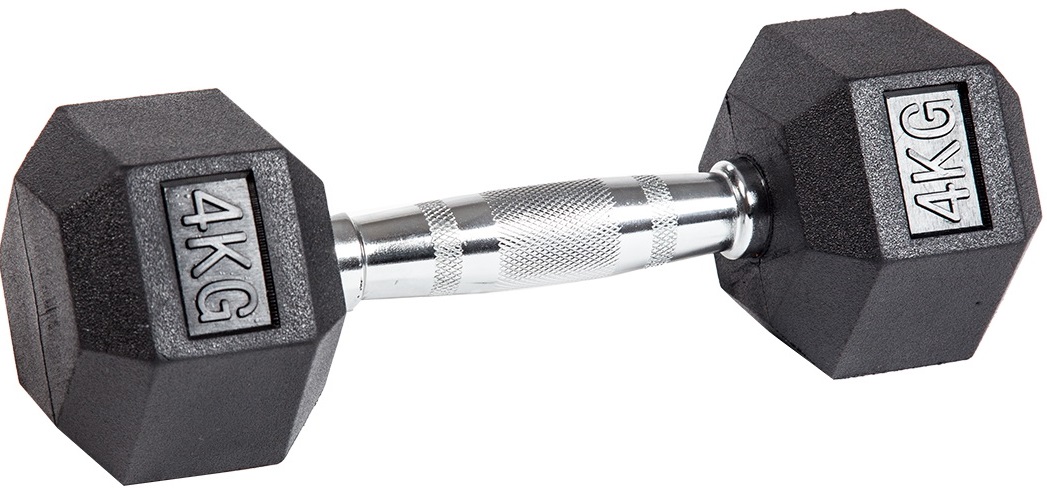 Гантель гексагональная обрезиненная 4 кг ЗС-195