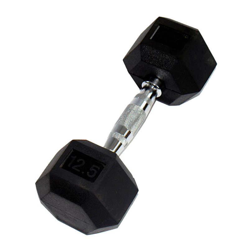 Гантель PERFORM BETTER Rubber Encased Hex Dumbbells 12,5 кг, 1 штука, черный