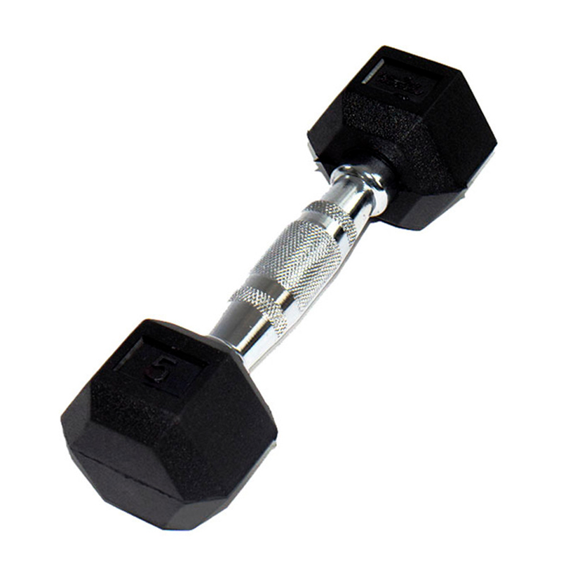 Гантель PERFORM BETTER Rubber Encased Hex Dumbbells 5 кг, 1 штука, черный