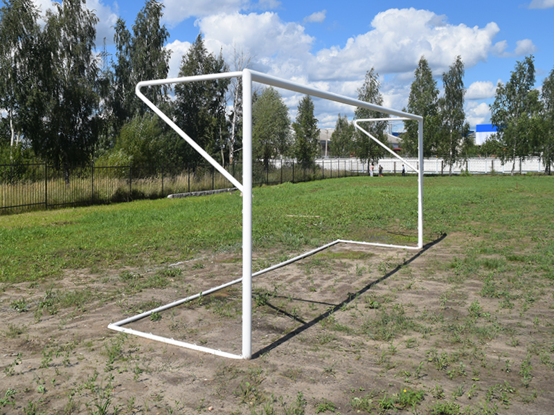 Ворота футбольные стационарные с консолью для натяжения сетки (7,32х2,44 м) Glav