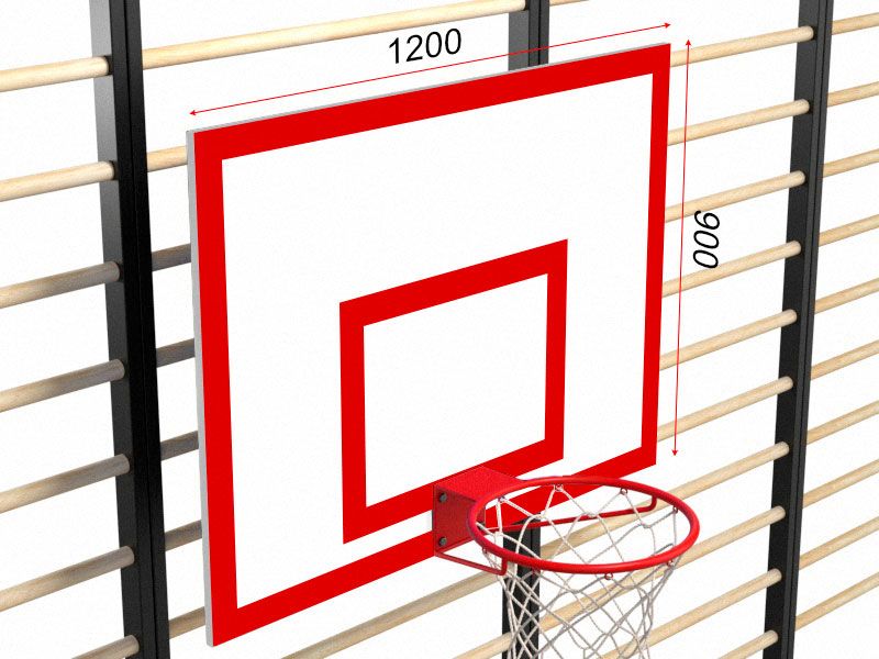 Щит баскетбольный 1200х900 мм навесной с фермой и кольцом Glav