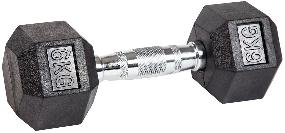 Гантель гексагональная обрезиненная 6 кг ЗС-197