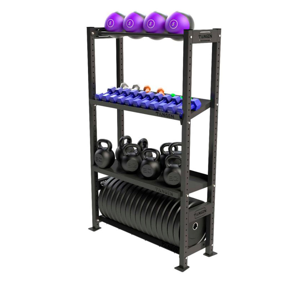 Стеллаж модульный для хранения  гантелей,  мячей, дисков и гирь 1250×480×1960 мм ЗС-228