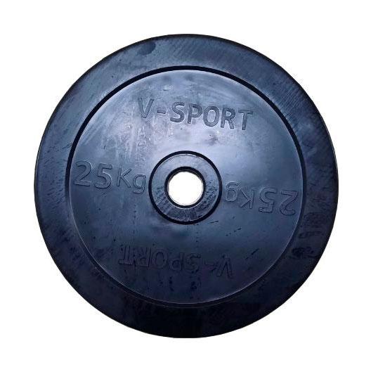 Диск "олимпийский" 25 кг обрезиненный чёрный V-Sport  LB-25