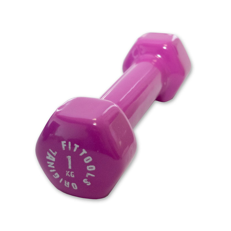Гантель в виниловой оболочке 1 кг, цвет ярко пурпурный, Original FitTools