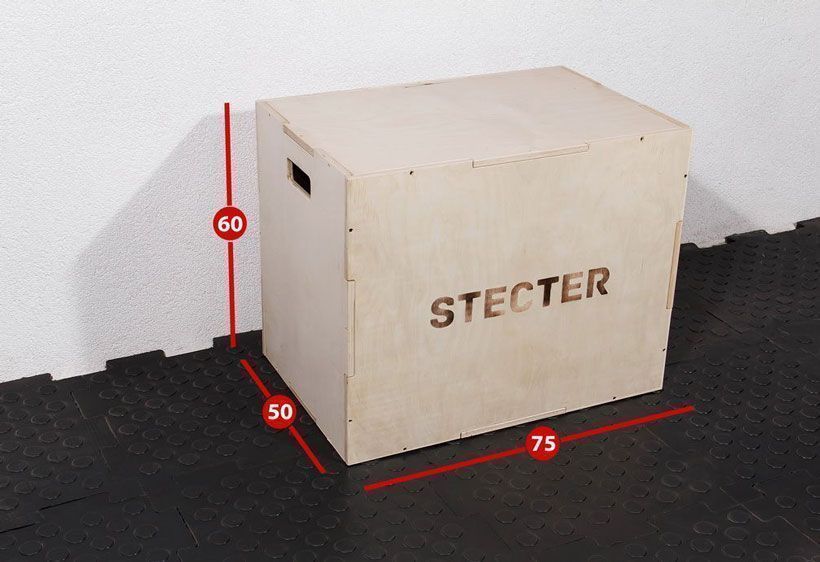 Тумба для запрыгивания для кроссфита 75-60-50 см регулируемая 3 в 1 (фанера), STECTER