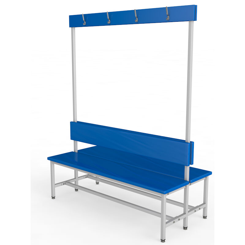 Скамейка для раздевалки с вешалкой, двухсторонняя, мягкая 3 м Glav