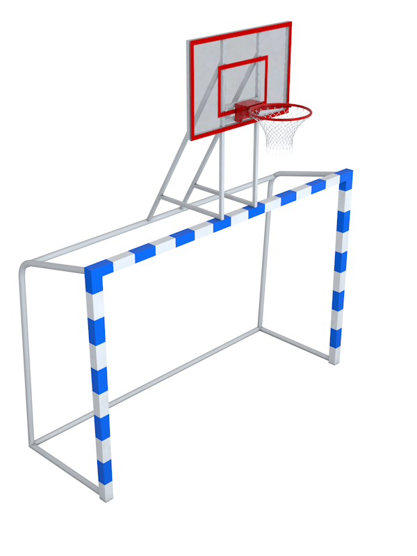 Ворота с баскетбольным щитом из фанеры с удлиненными штангами и стаканами под бетонирование Glav