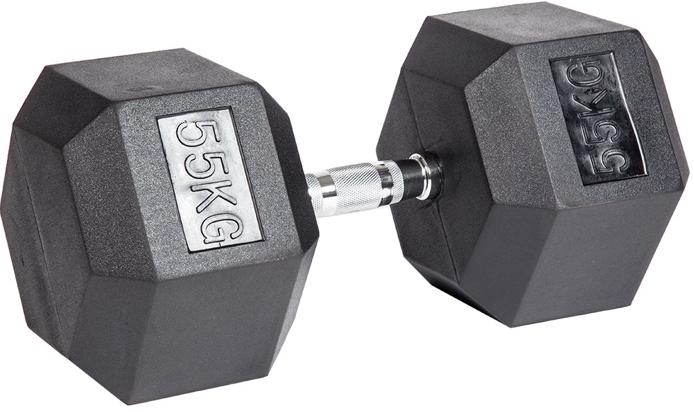 Гантель гексагональная обрезиненная 55 кг ЗС-218