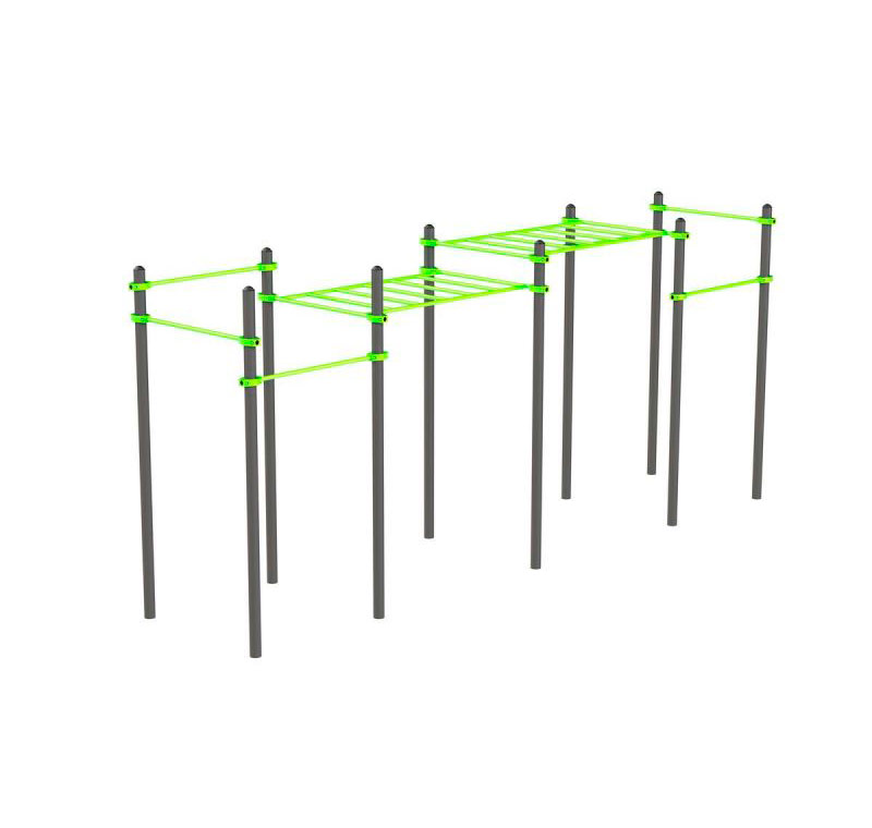 Уличный воркаут комплекс (рукоход классический двухуровневый, 6 перекладин) ЗС-497