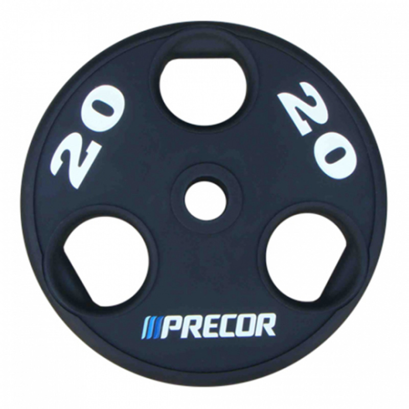 Олимпийский диск в уретане PRECOR 20 кг, черный с лазерной гравировкой