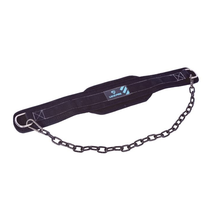 Пояс для отягощений LIVEPRO Dip Belt with Chain черный/синий