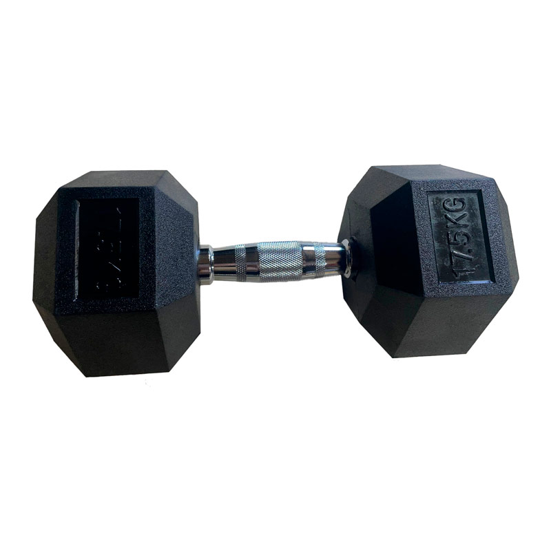 Обрезиненная гексагональная гантель INEX Hex Dumbbell 17,5 кг, черный, 1 шт