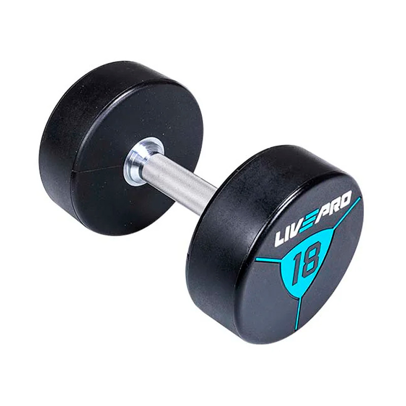 Гантели в уретане LIVEPRO Premium Urethane Dumbbells 14 кг, черный/синий