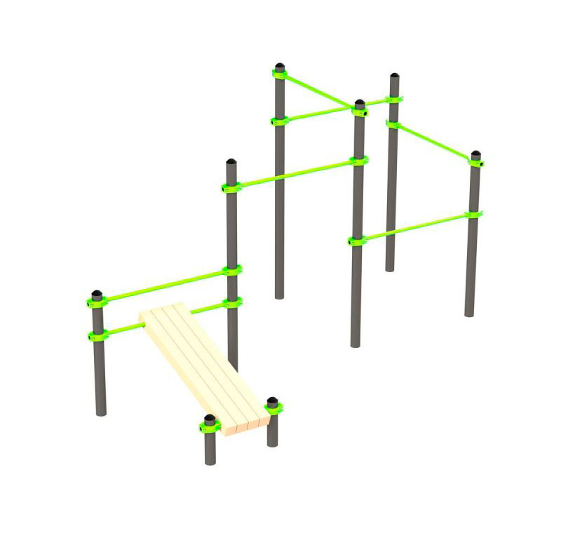 Уличный воркаут комплекс (наклонная скамья и 5 перекладин) ЗС-480