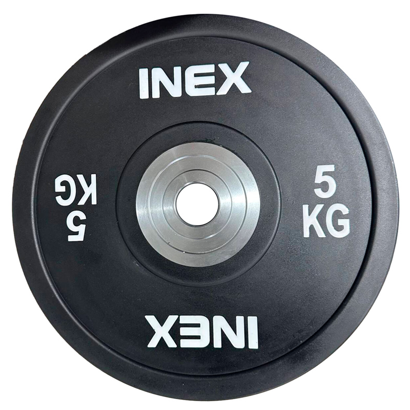 Олимпийский диск в уретане INEX PU Bumper Plate 5 кг, черный/серый