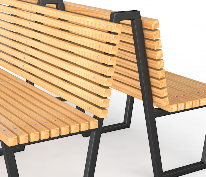 Уличная скамейка со спинкой "Близнецы", длина 1500 мм ГТ-538