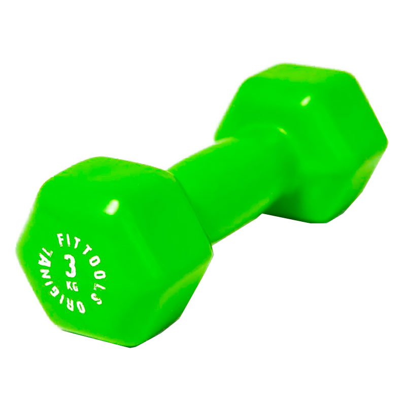Гантель в виниловой оболочке 3 кг, цвет зеленый, Original FitTools