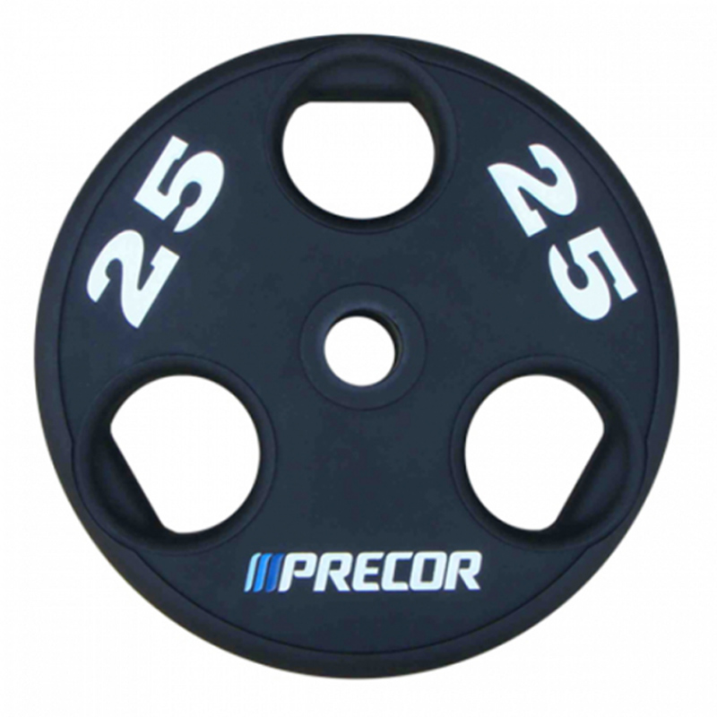 Олимпийский диск в уретане PRECOR 25 кг, черный с лазерной гравировкой