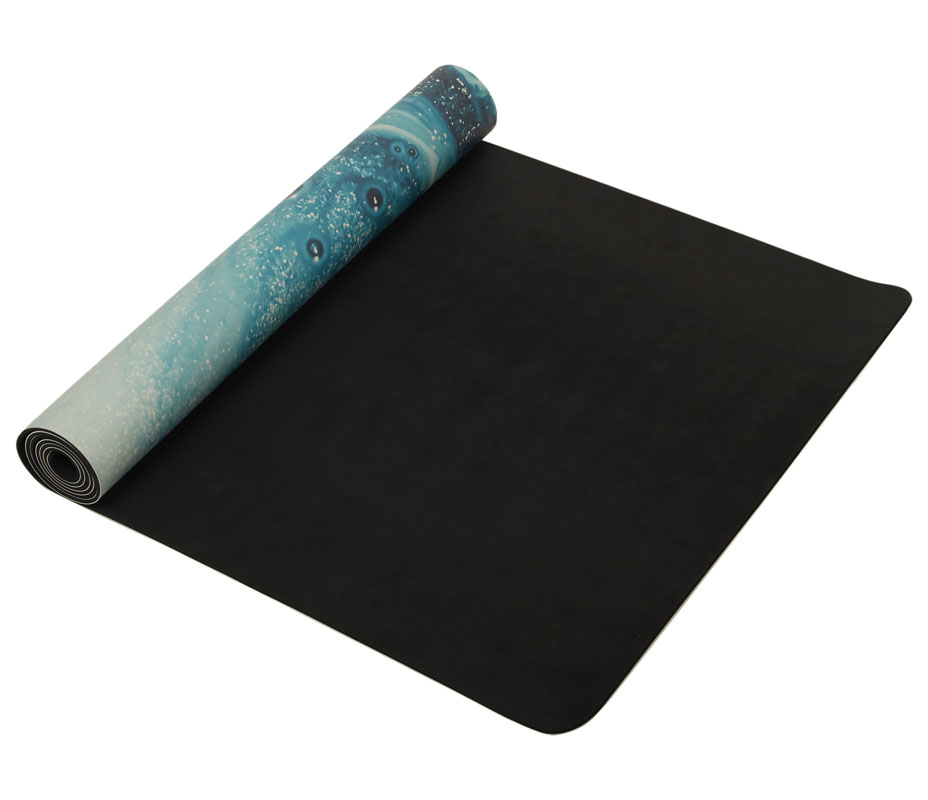Коврик для йоги INEX Yoga PU Mat полиуретан с принтом 185 x 68 x 0,4 см, море с позолотой