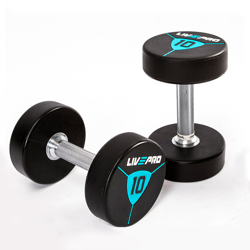 Гантели в уретане LIVEPRO Premium Urethane Dumbbells 10 кг, черный/синий