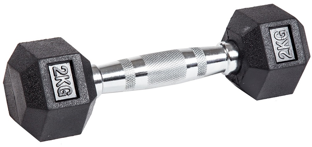 Гантель гексагональная обрезиненная 2 кг ЗС-78