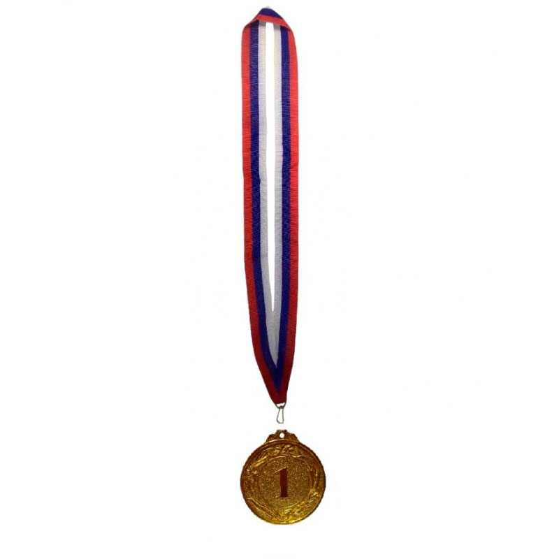 Медаль 1 место d50мм золото с широкой лентой Glav 