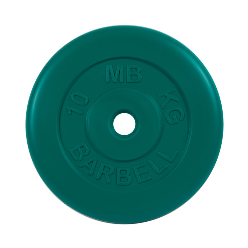 Диск обрезиненный "Стандарт" 10 кг 26 мм зеленый MB Barbell МВ-PltC26-10