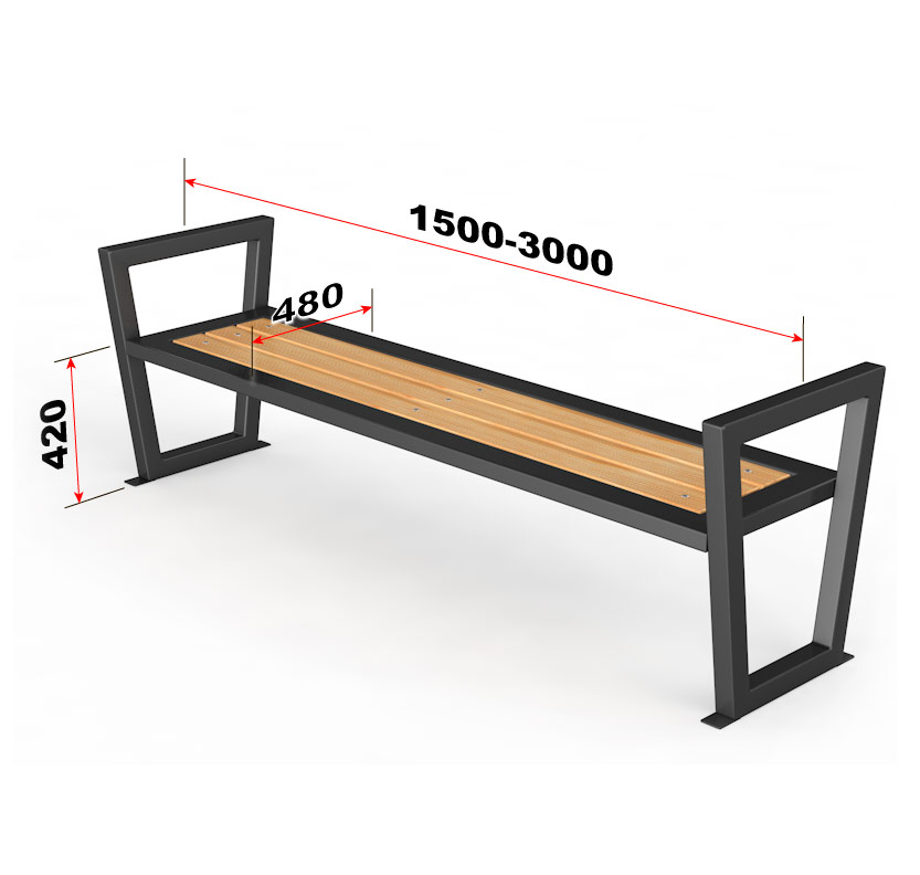 Уличная скамейка без спинки "Трапеция", 1500 мм ГТ-512