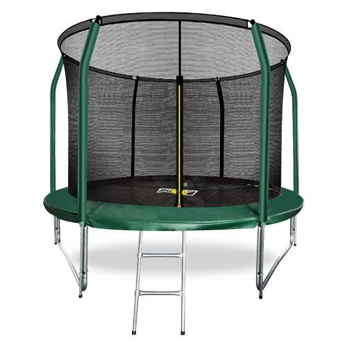 Батут 305 см (10 ft) с внутренней страховочной сеткой и лестницей ARLAND Премиум, цвет темно-зеленый